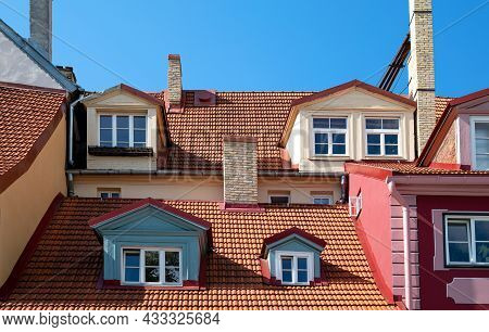 Riga, Latvia, Traditional Colorful Houses In Meistaru Street