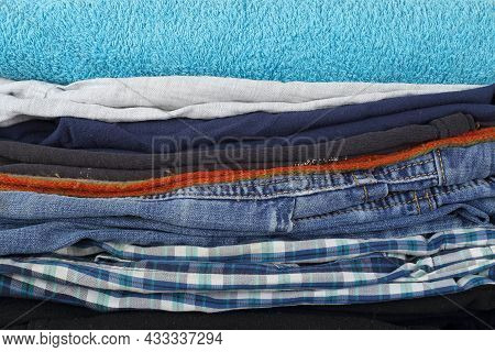 Clothes And Accessories - Closeup Group Stack Pile Clotes Background