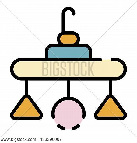Crib Plastic Toy Icon. Outline Crib Plastic Toy Vector Icon Color Flat Isolated