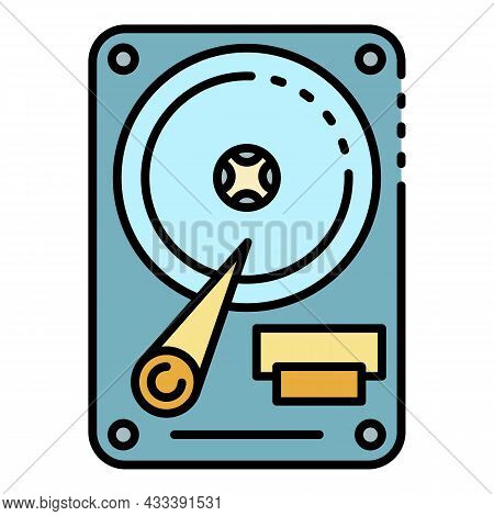 Hard Disk Drive Icon. Outline Hard Disk Drive Vector Icon Color Flat Isolated