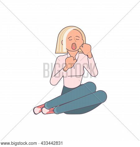 Woman In Hysterics Or Mentally Stress Nervous