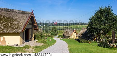 Panorama Of The Old Viking Village Fyrkat Near Hobro, Denmark