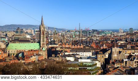 Panoramic Skyline City View Of Dublin, The Capitol Of Ireland