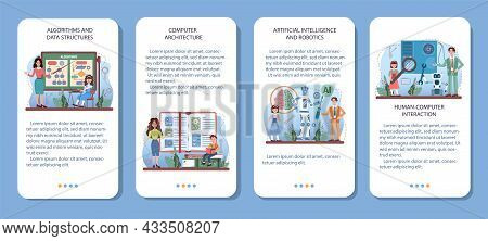 It Education Mobile Application Banner Set. Students Learning