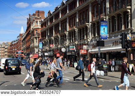 London, Uk - July 6, 2016: People Visit Shaftesbury Avenue In London. London Is The Most Populous Ci