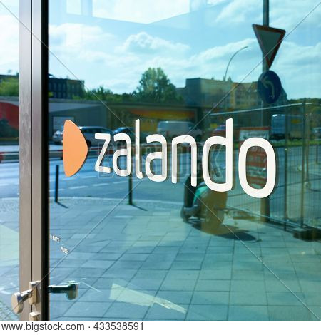 Berlin, Germany - September 14, 2021: Lettering Zalando On A Door At The Headquarters Of The Online 