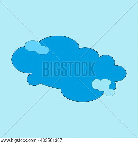 Dark Blue Cloud On Blue Background. Nature Background. Emblem For Weather Forecast. Vector Illustrat