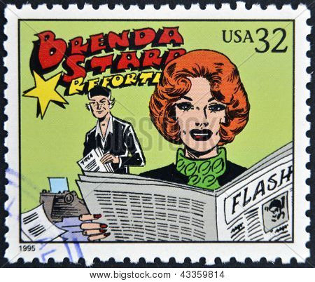 Un sello impreso en Estados Unidos dedicada a clásicos del cómic muestra Brenda Starr reportero