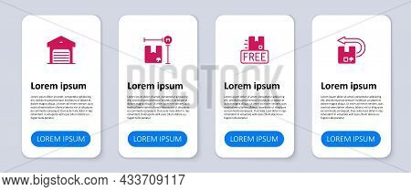 Set Return Cardboard Box, Cardboard With Free Symbol, Measurement And Warehouse. Business Infographi