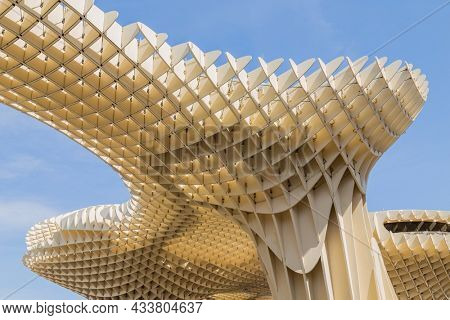 SEVILLE, SPAIN - AUGUST 12, 2021: Seville Metropol Parasol (Sevilla Mushrooms) (Las Setas De Sevilla), Plaza de la Encarnacion, Seville, Spain, Andalusia, Spain, Europe