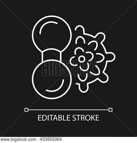 Manual Massage Balls White Linear Icon For Dark Theme. Spikey Balls. Massage Tool For Neck. Thin Lin