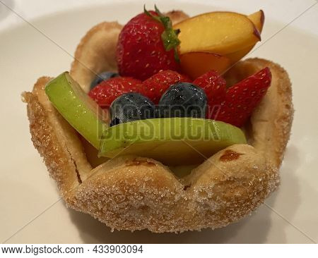 Millefeuille Dessert With Fruit. Italian Restaurant Cuisine.