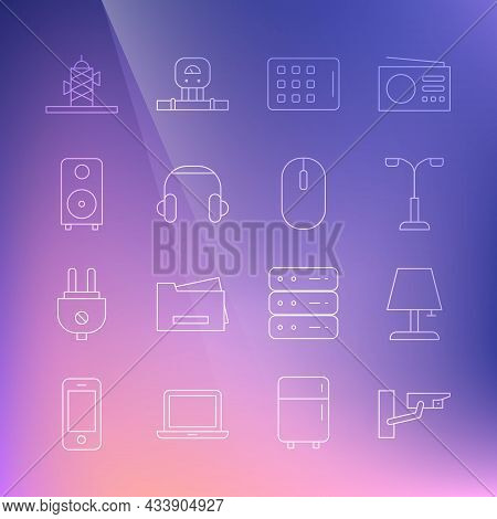 Set Line Security Camera, Table Lamp, Street Light, Graphic Tablet, Headphones, Stereo Speaker, Ante