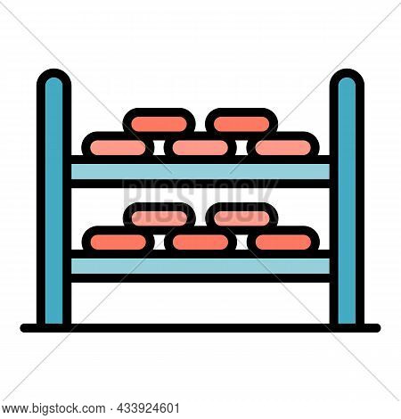 Shelving With Cheese Icon. Outline Shelving With Cheese Vector Icon Color Flat Isolated