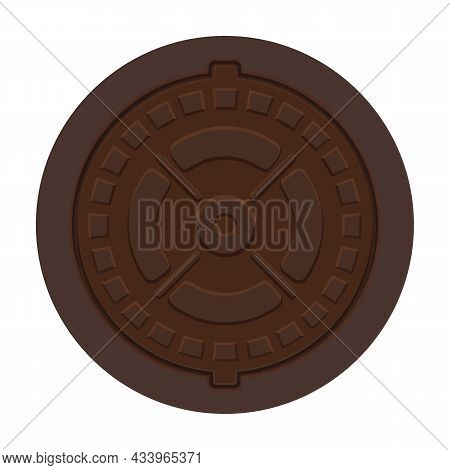 Manhole Sewer Vector Cartoon Icon. Vector Illustration Hatch Street On White Background. Isolated Ca