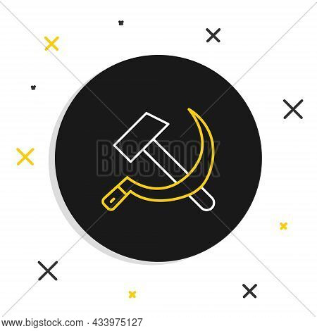 Line Hammer And Sickle Ussr Icon Isolated On White Background. Symbol Soviet Union. Colorful Outline