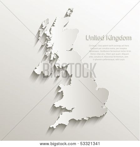 Great Britain United Kingdom map card paper 3D natural vector