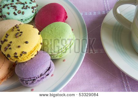Plate Of Colorful Macaroons