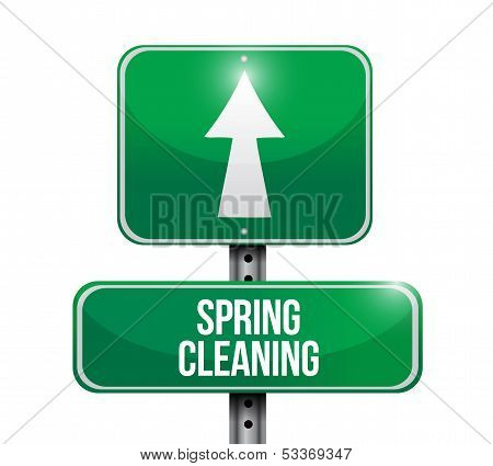Spring Cleaning Road Sign Illustration Design