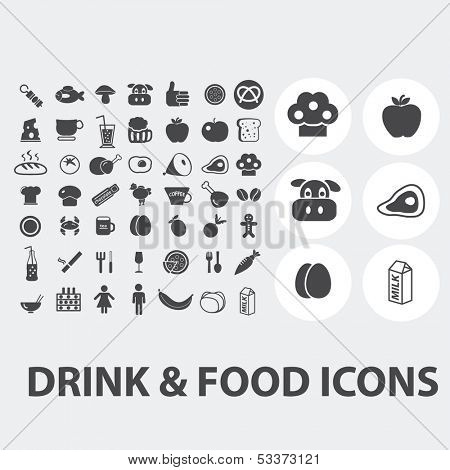 drink & food icons set, vector