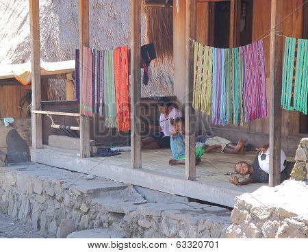 Family in Bena village Flores Indonesia