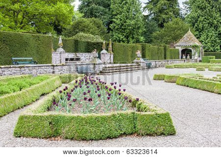 Italian garden of Glamis Castle, Angus, Scotland