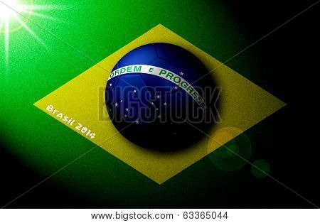 Brazilian Flag Drawn On Field With 3D Soccer Ball