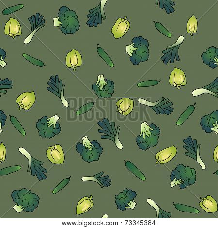 green vegetables seamless pattern