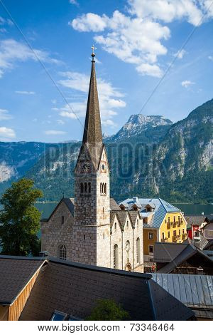 View Of Hallstatt Christuskirche Church Bell Tower