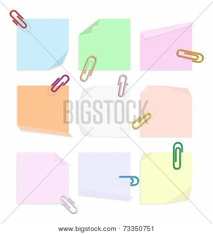 Nine Post It And Clip Colors