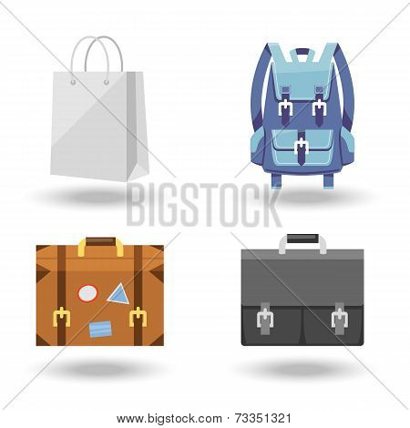 Set of four baggage vector illustrations
