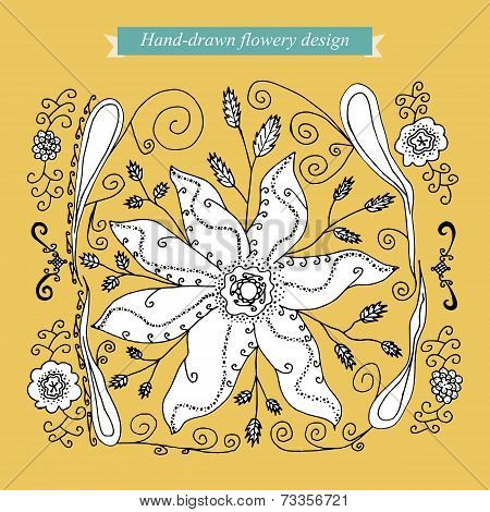 Hand-drawn flowery design
