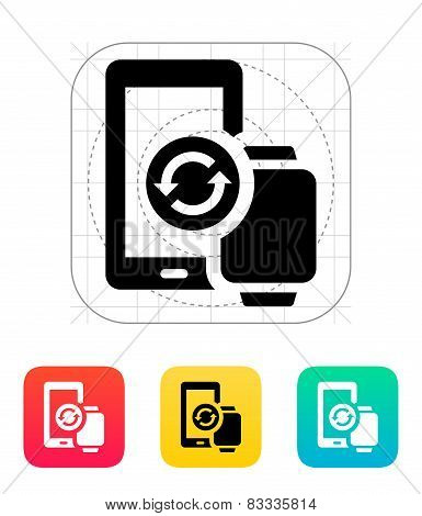Smart watch with phone synchronization icon.