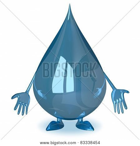 Sad Water Drop Character