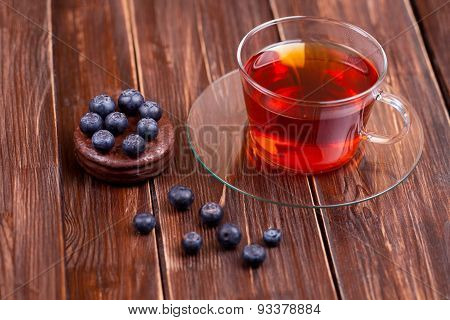 Fruit Tea With Cake Blueberry Berries