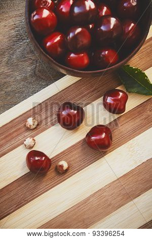 Cherry berries and fruit pits