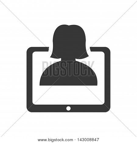 tablet woman gadget technology media icon. Isolated and flat illustration. Vector graphic