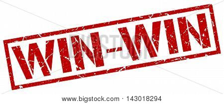 win-win stamp. red grunge square isolated sign