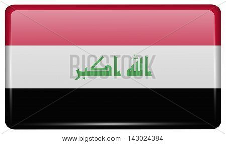 Flags Iraq In The Form Of A Magnet On Refrigerator With Reflections Light. Vector