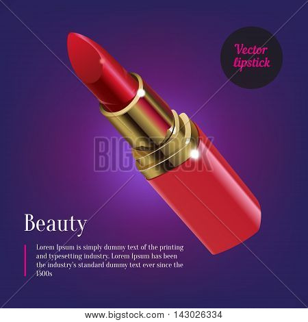 Realistic and vector red lipstick for beauty design