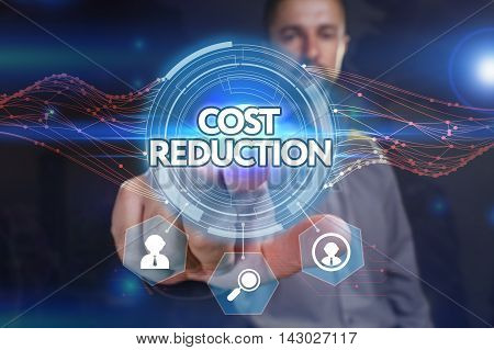 Business, Technology, Internet And Network Concept. Young Businessman, Select On The Virtual Display