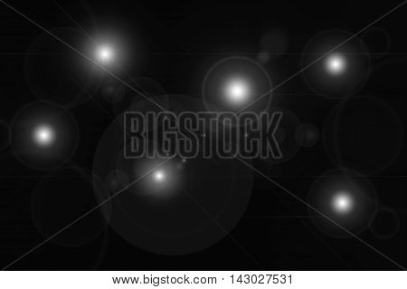Digital lens flare in black background horizontal frame warm and abstract background