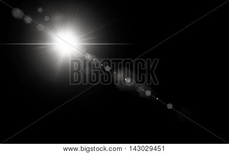Digital lens flare in black background horizontal frame black abstract background