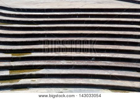 Stairs Architecture background. flat and circular staircase that surrounds a large area