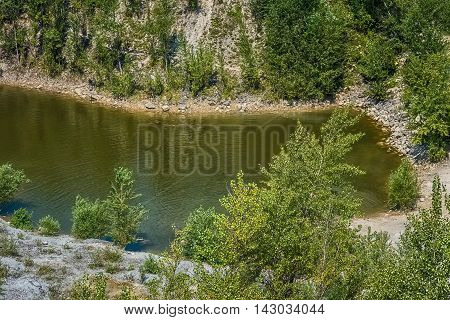 Scenic view of beautiful mountain lake in Caucasus
