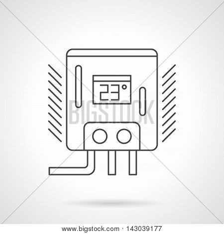 Water heater or boiler with preset temperature 23, two switches and pipes. Appliances and equipment for home heating, warm floor system. Flat line style vector icon.