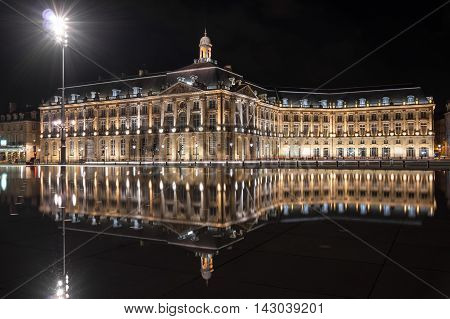 Place de la Bourse in Bordeaux in the night Aquitaine France