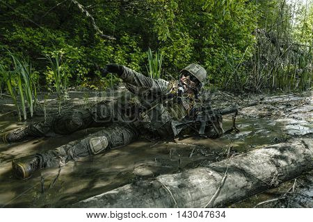 Green Berets US Army Special Forces Group soldier in action