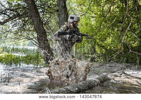 Green Berets US Army Special Forces Group soldier in action