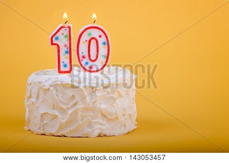 10 candles on a birthday cake for tenth birthday